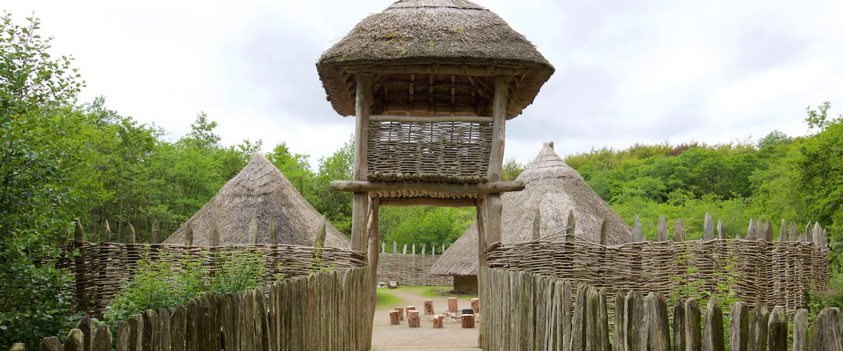 Craggaunowen que incluye patrimonio de arquitectura, elementos del patrimonio y una pequeña ciudad o pueblo