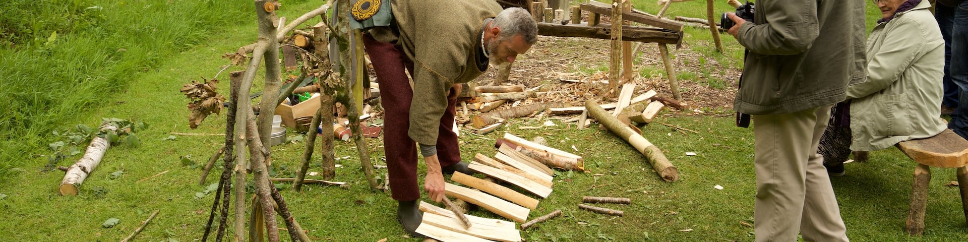Craggaunowen which includes a small town or village and heritage elements as well as a small group of people