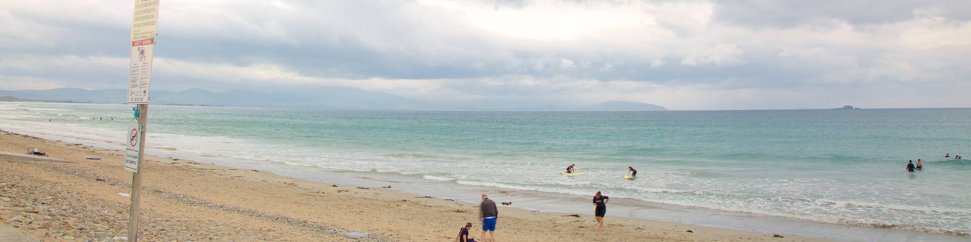 Banna Beach showing a sandy beach and general coastal views as well as a small group of people