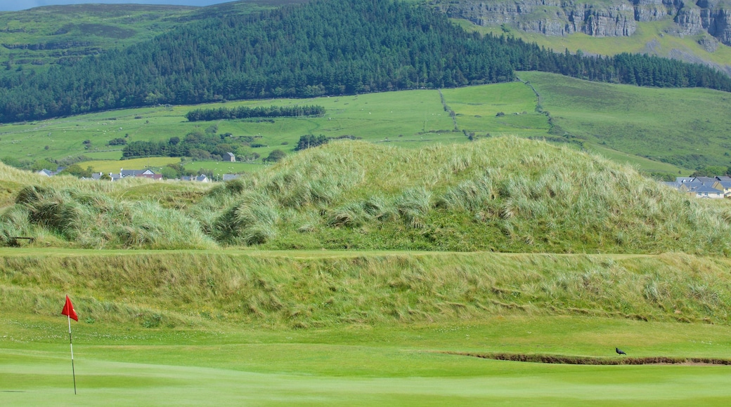 Strandhill Beach showing golf and tranquil scenes