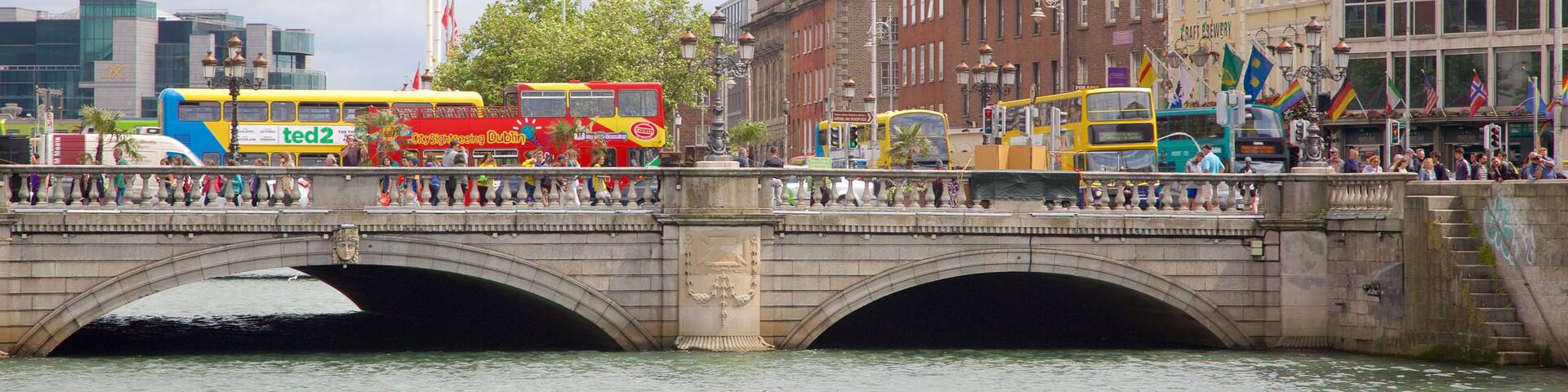O\'Connell Bridge featuring a bridge, a river or creek and a city
