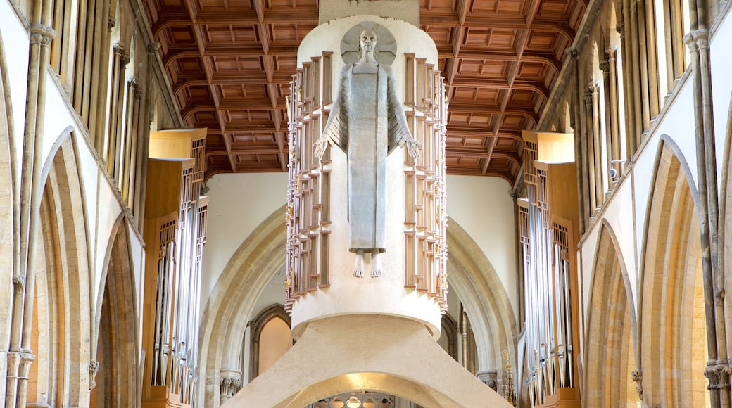 Llandaff Cathedral showing a church or cathedral, heritage elements and interior views