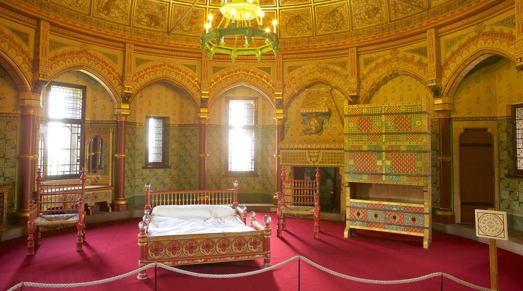 Castell Coch showing a castle, interior views and heritage elements