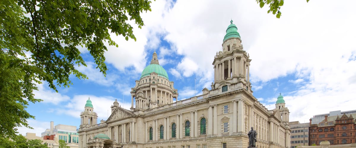 Belfast City Hall which includes a garden, heritage elements and a castle