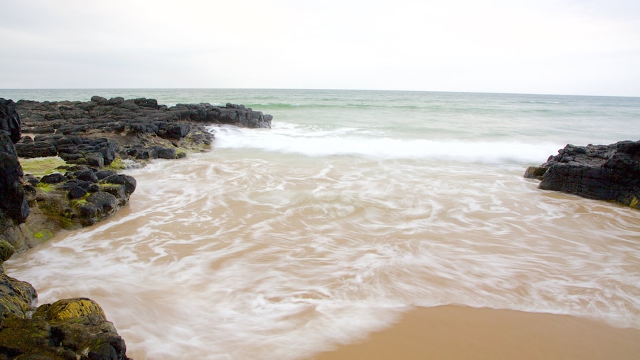 Playa de Castlerock que incluye vistas de una costa, una playa de arena y litoral accidentado
