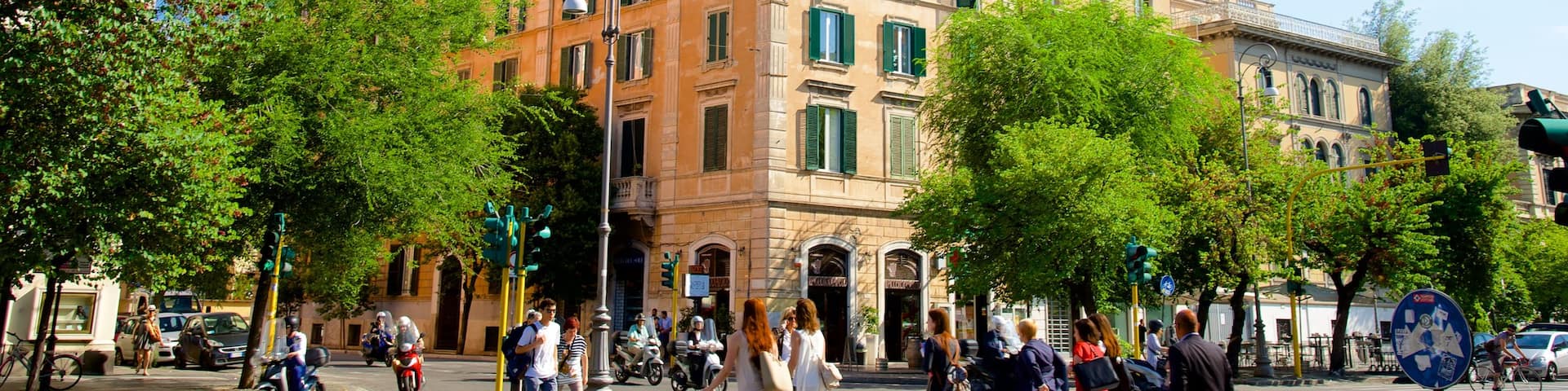 Prati which includes a city, a square or plaza and street scenes