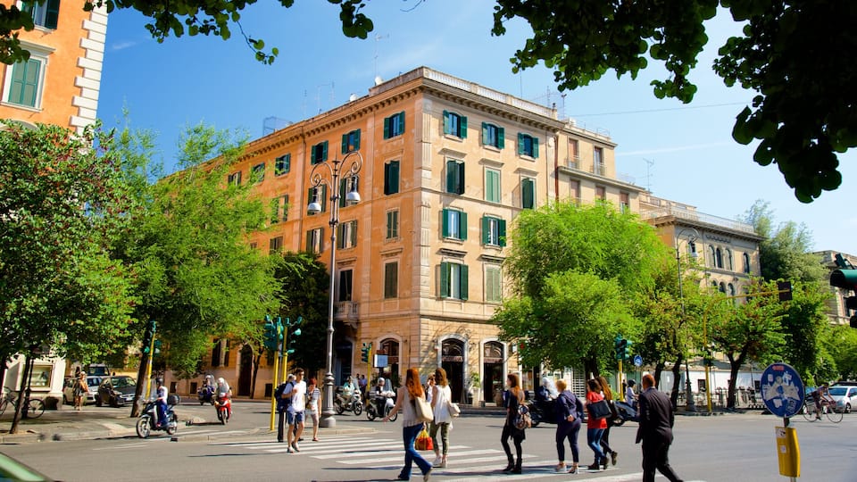 Prati which includes a city, a square or plaza and street scenes