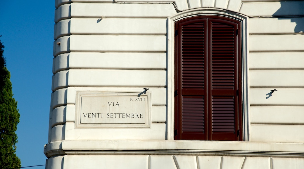 Via XX Settembre showing signage