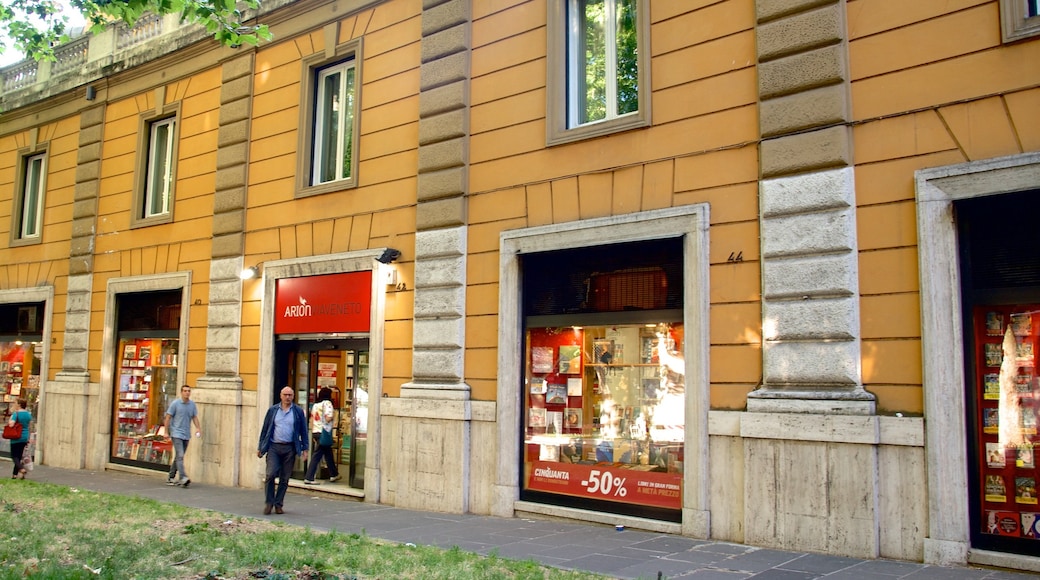 Via Veneto showing street scenes as well as a small group of people