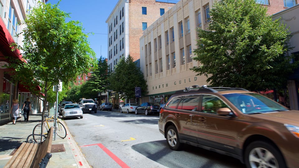 Asheville which includes street scenes and a city