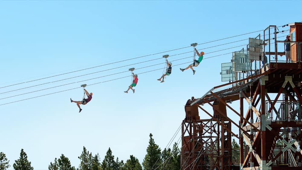 Heavenly Ski Resort which includes zip lining as well as a small group of people