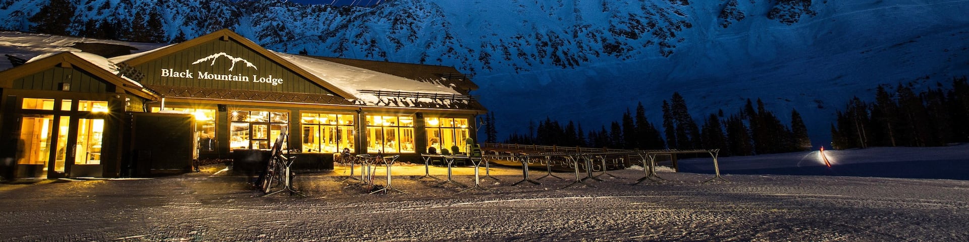 Arapahoe Basin Ski Area showing night scenes, mountains and snow