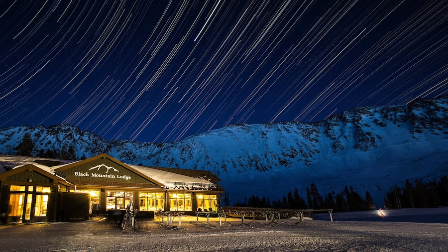 Arapahoe Basin Ski Area featuring mountains, a hotel and snow