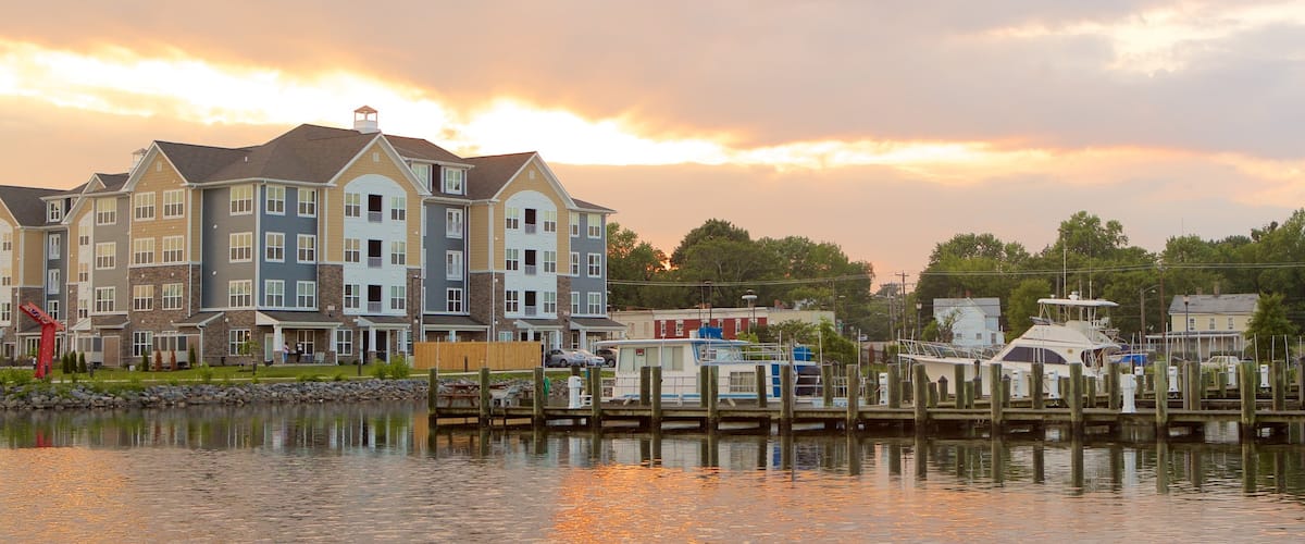 Salisbury featuring a lake or waterhole, a marina and a bay or harbour