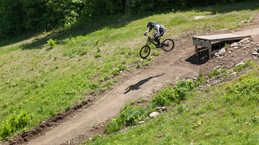 Mount Snow showing mountain biking as well as an individual male