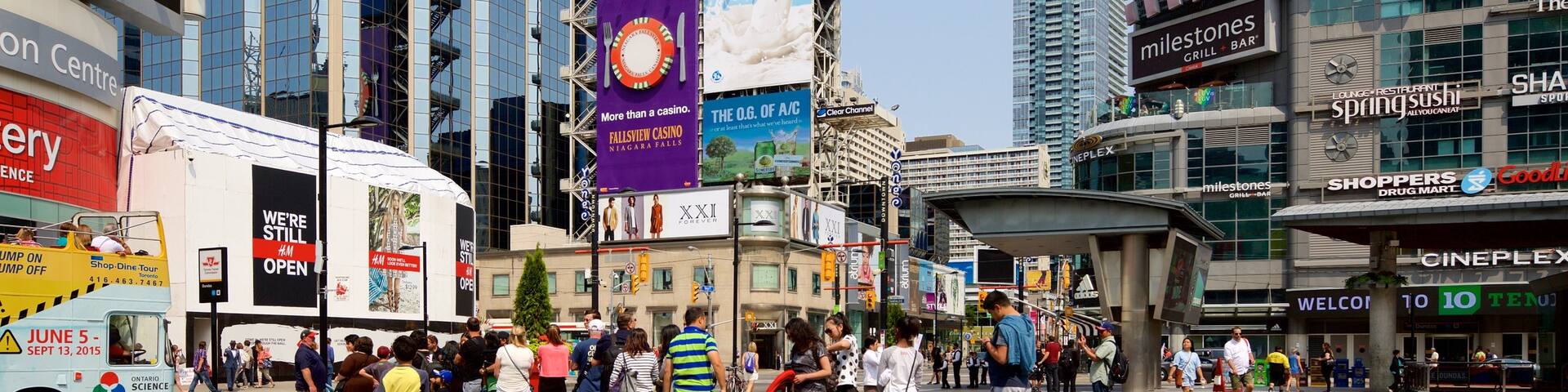 The Village which includes street scenes, a high-rise building and a square or plaza