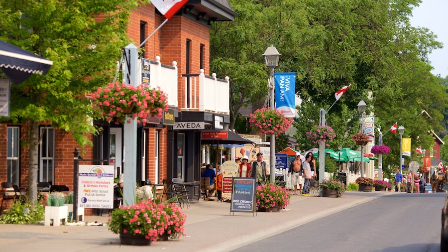 Markham featuring flowers and street scenes as well as a small group of people