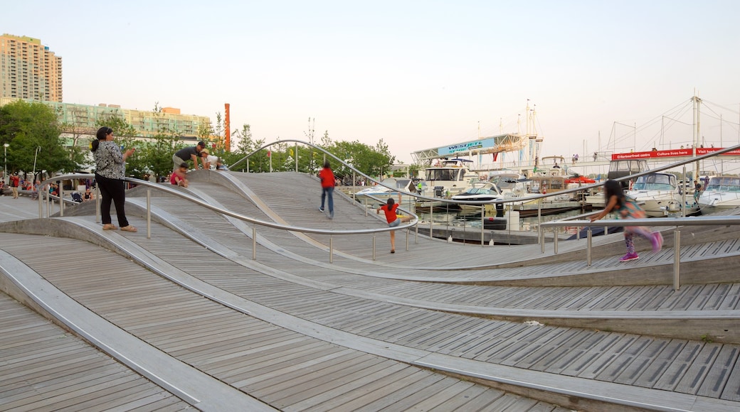 Harbourfront which includes a marina as well as a small group of people