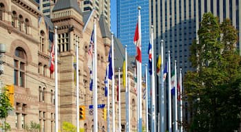 Downtown Toronto showing heritage architecture, a city and an administrative building