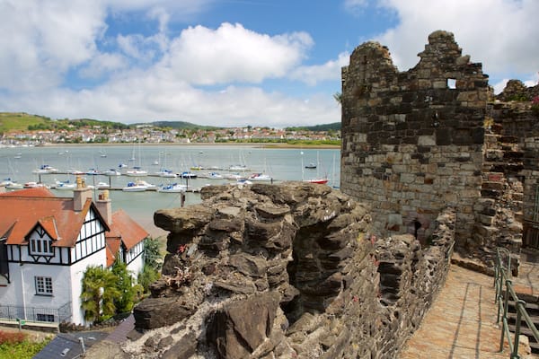 Conwy which includes building ruins, a small town or village and heritage elements