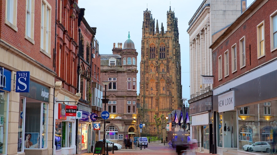 Wrexham featuring street scenes