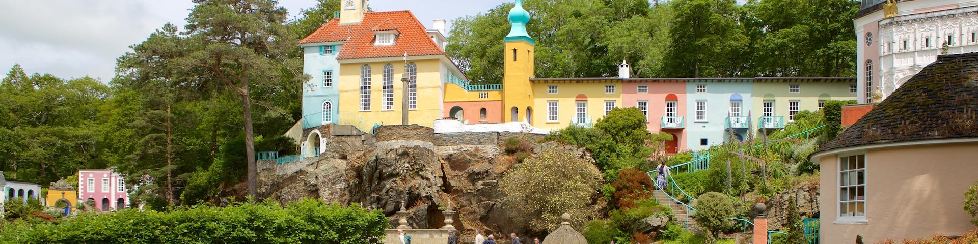 Portmeirion which includes a park and a small town or village