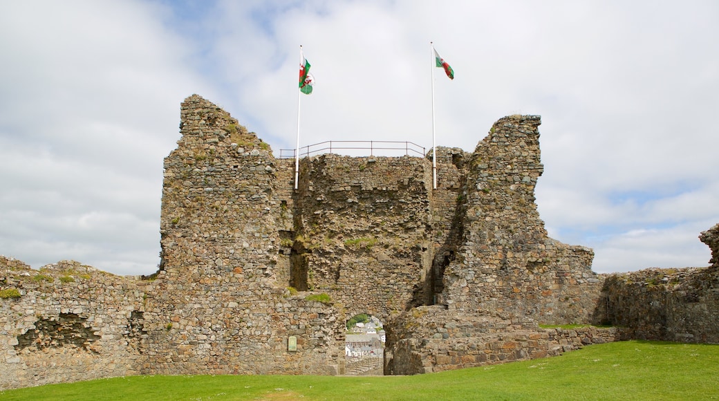 Criccieth Castle featuring heritage elements, chateau or palace and a ruin