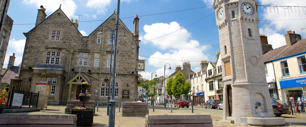 Llangefni which includes street scenes and a small town or village