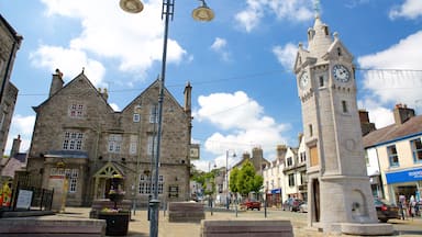 Llangefni showing street scenes and a small town or village