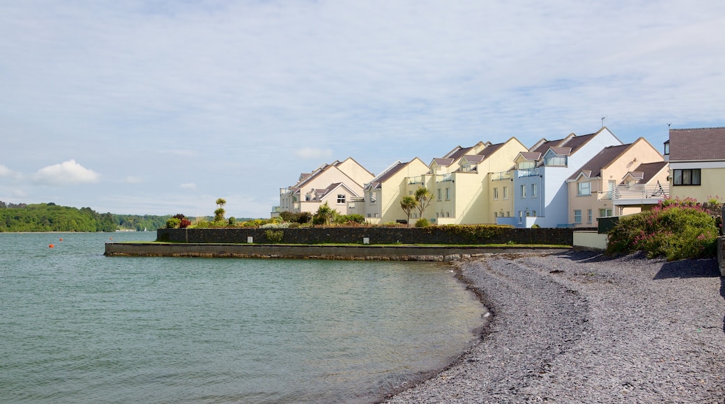 Y Felinheli showing a pebble beach and a small town or village