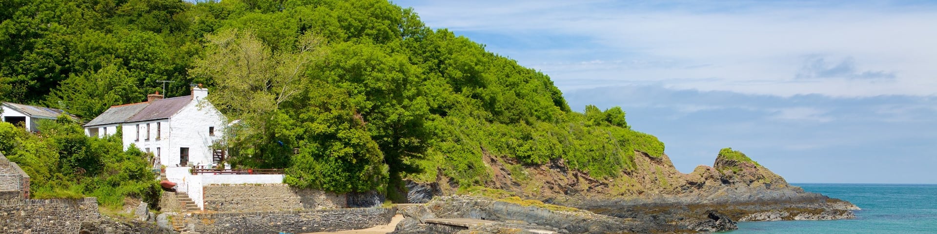Pembrokeshire Coast National Park mit einem KĂŒstenort, Strand und Steinstrand
