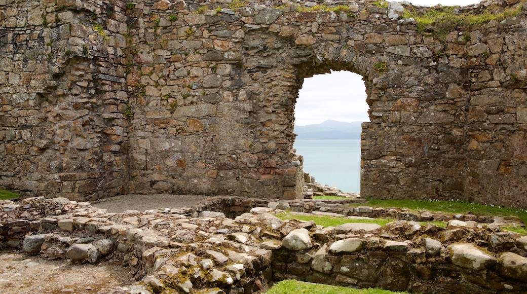 Criccieth Castle showing heritage elements, a ruin and château or palace