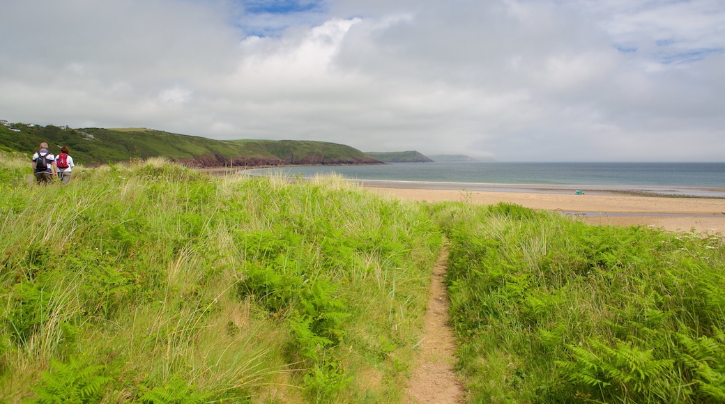 Playa de Freshwater East mostrando vistas generales de la costa