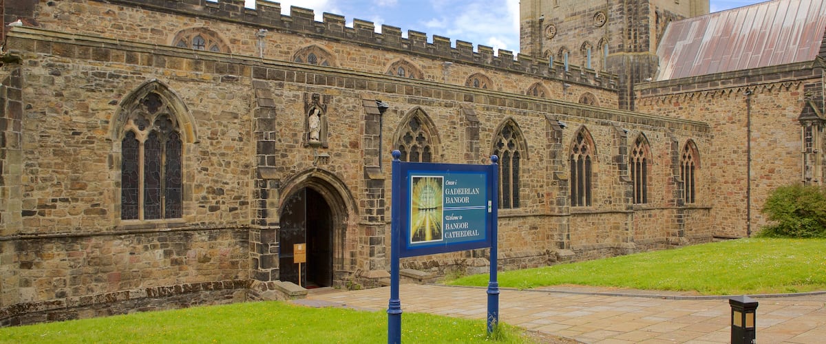 Bangor which includes religious elements, a church or cathedral and heritage elements