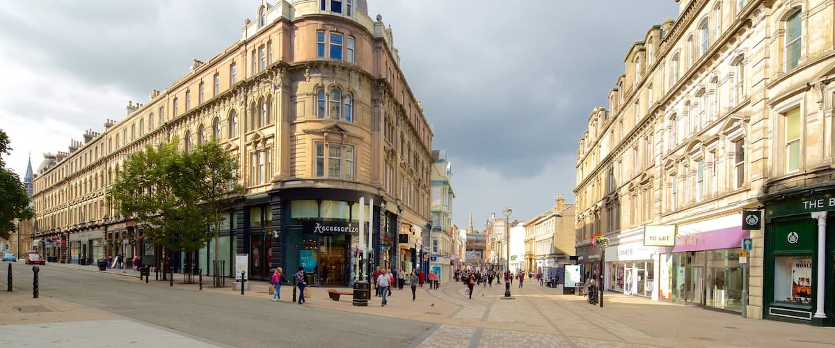 Dundee ofreciendo escenas urbanas y una ciudad y también un gran grupo de personas