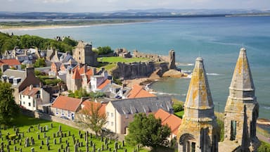 St. Andrew\'s Cathedral showing a coastal town, general coastal views and landscape views