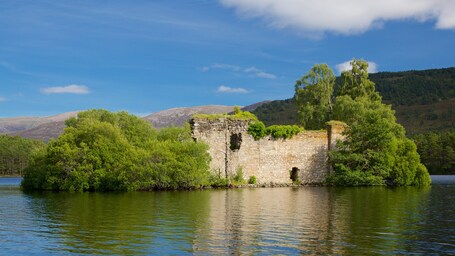 Loch an Eilein featuring heritage elements, a river or creek and island images