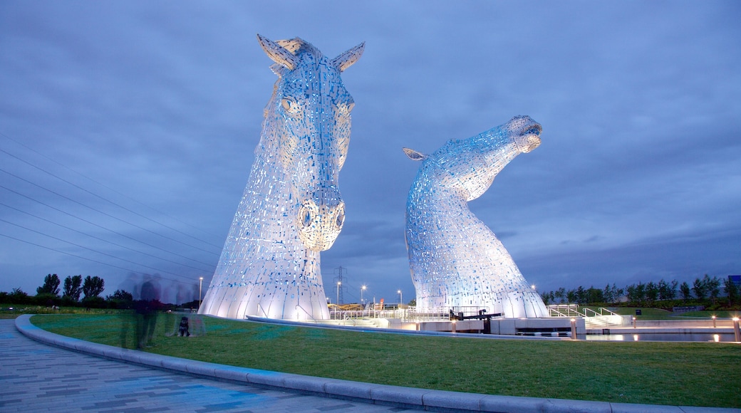 Grangemouth showing night scenes and outdoor art