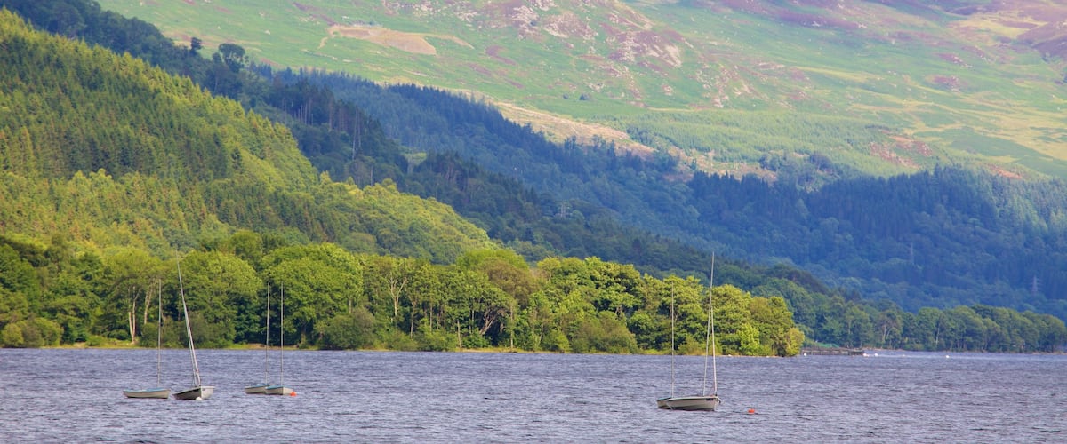 Loch Earn montrant scènes forestières, montagnes et lac ou étang