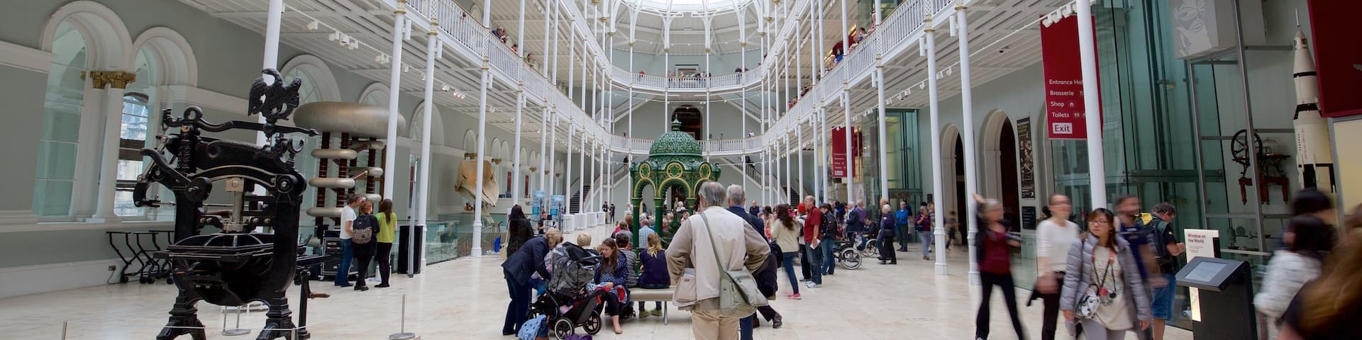 National Museum of Scotland which includes interior views as well as a large group of people
