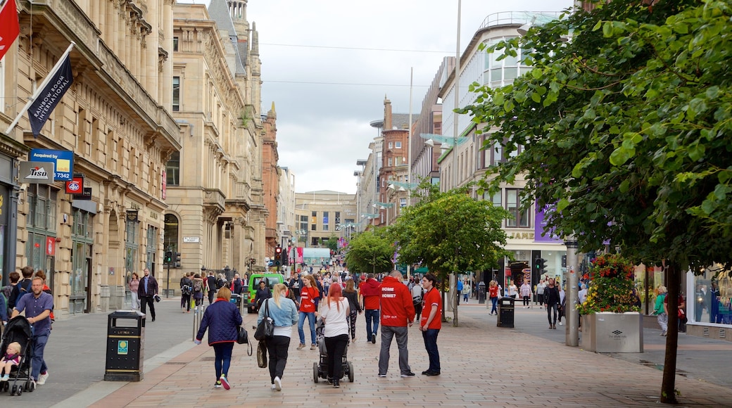 Buchanan Street showing street scenes as well as a large group of people