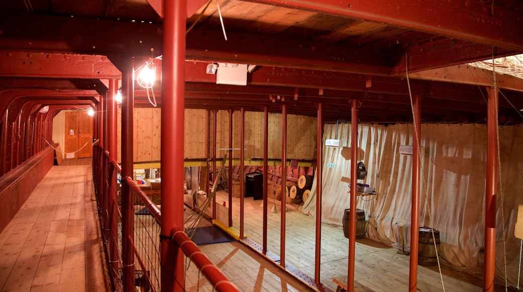 The Tall Ship at Riverside showing heritage elements, interior views and boating