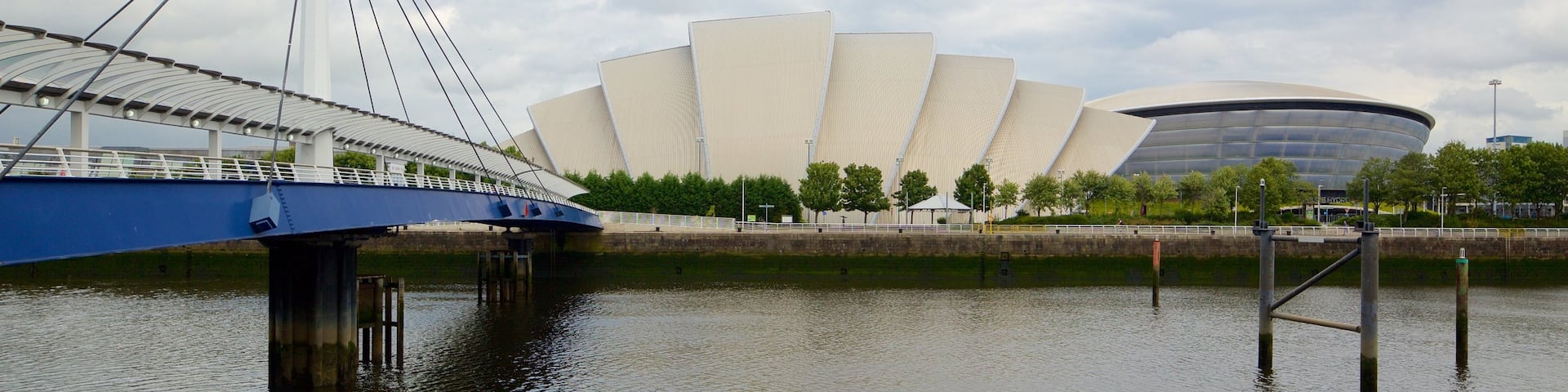 Scottish Exhibition and Conference Centre which includes a river or creek and a bridge