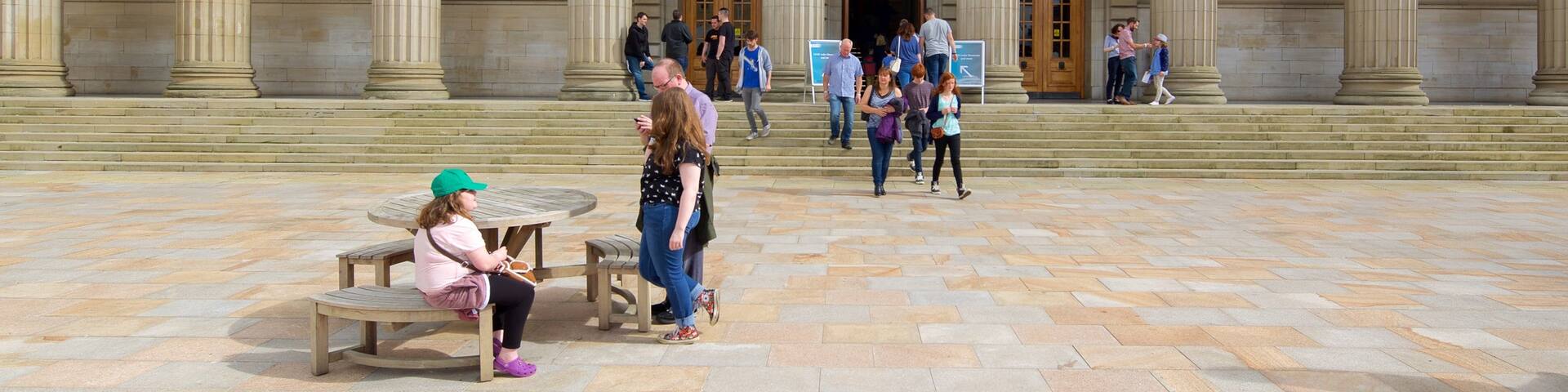 City Square featuring street scenes, heritage elements and a square or plaza