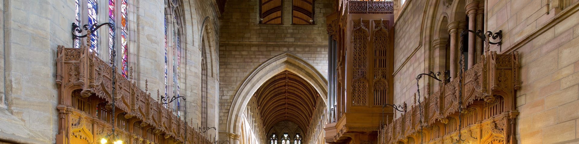Dunblane Cathedral which includes religious elements, a church or cathedral and interior views