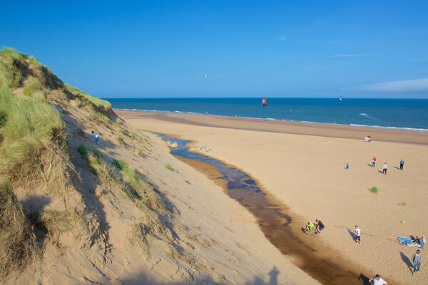 Balmedie Country Park showing general coastal views and a beach