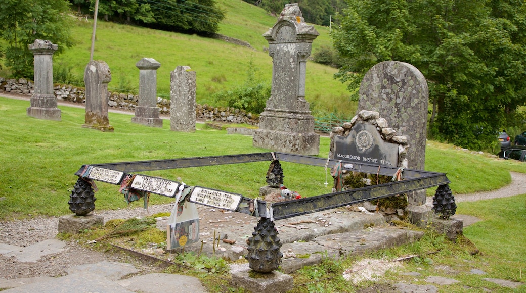 Balquhidder Church showing a church or cathedral and a cemetery