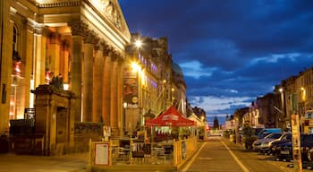 Edinburgh which includes night scenes and heritage architecture