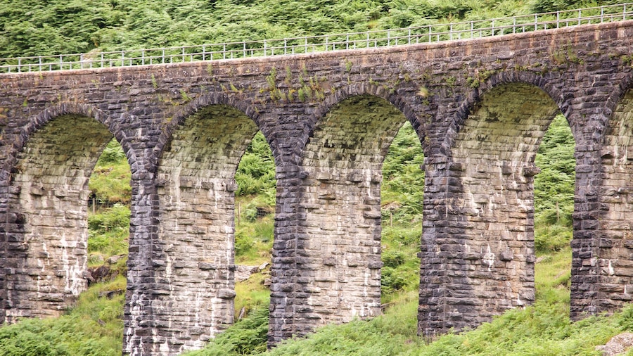 Lochearnhead featuring farmland, a bridge and heritage elements