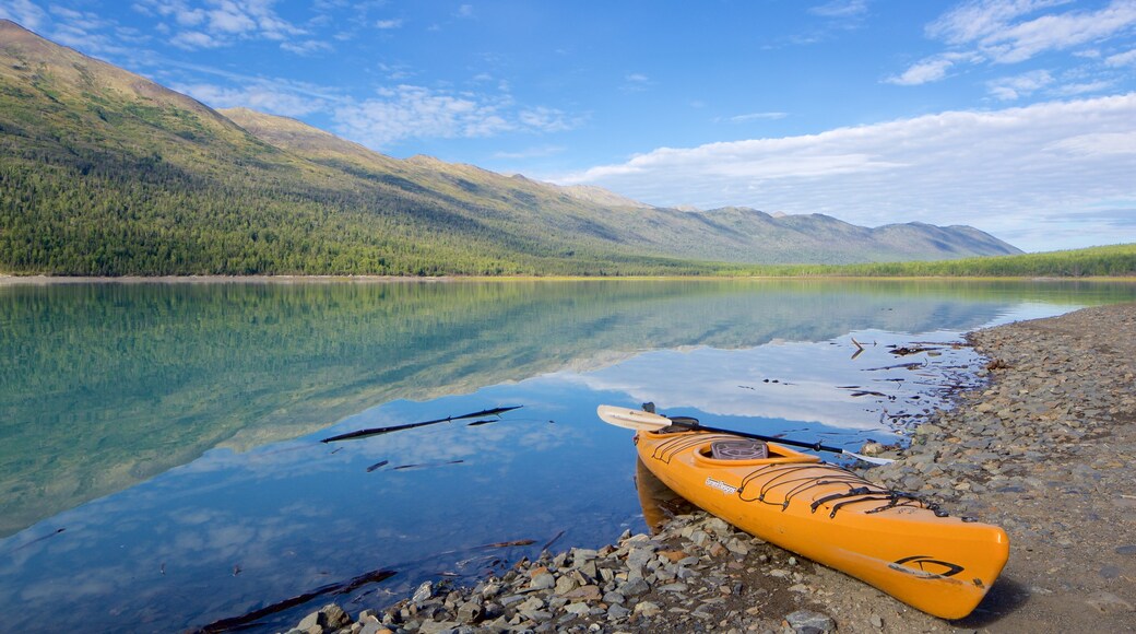 Eklutna Lake featuring kayaking or canoeing and a lake or waterhole